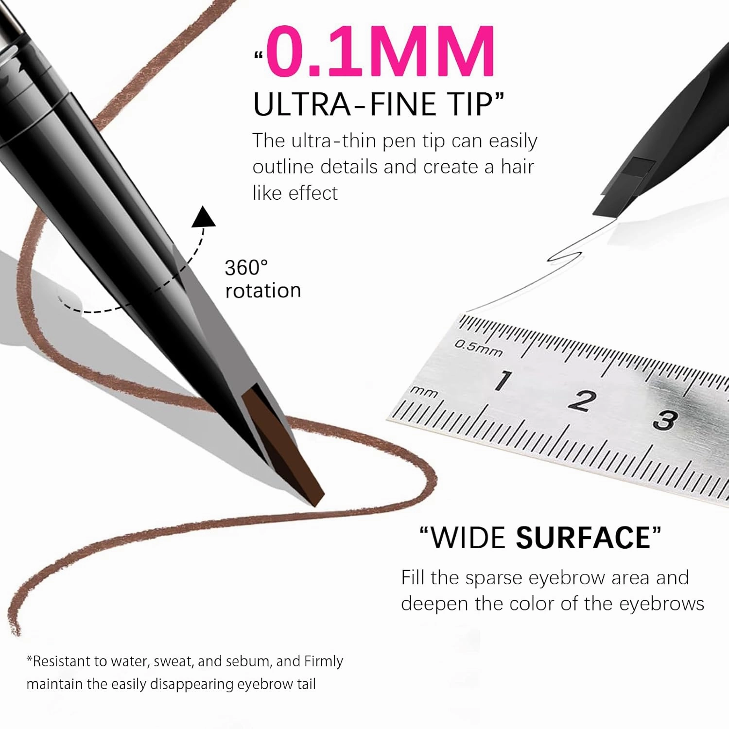 Microblading Eyebrow Pencil for Women,0.1mm Ultra-Fine Mechanical Pencil,Draws Tiny Brow Hairs and Fills in Sparse Areas and Gaps,Makeup Brow Definer Waterproof,Lasting,0.2g (04 Red Brown)