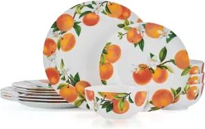 Mikasa Mandarin Bone China Lightweight Chip Resistant 12 Piece Dinnerware Set, Service for 4
