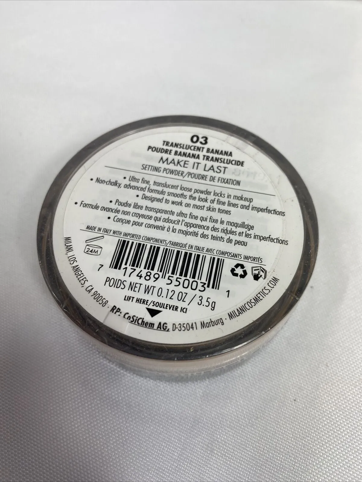 Milani #02 Translucent Banana Make It Last Setting Face Powder