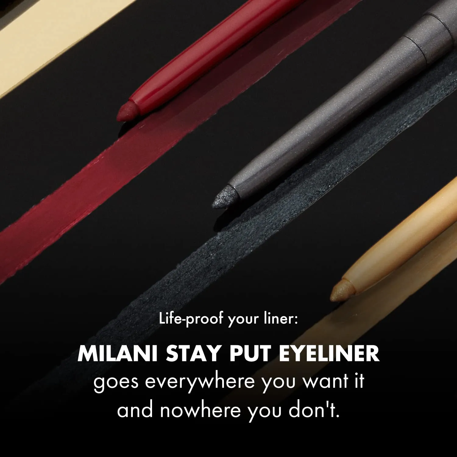 Milani Stay Put Eyeliner - Picante (0.01 Ounce) Cruelty-Free Self-Sharpening Eye Pencil with Built-In Smudger - Line & Define Eyes with High Pigment Shades for Long-Lasting Wear