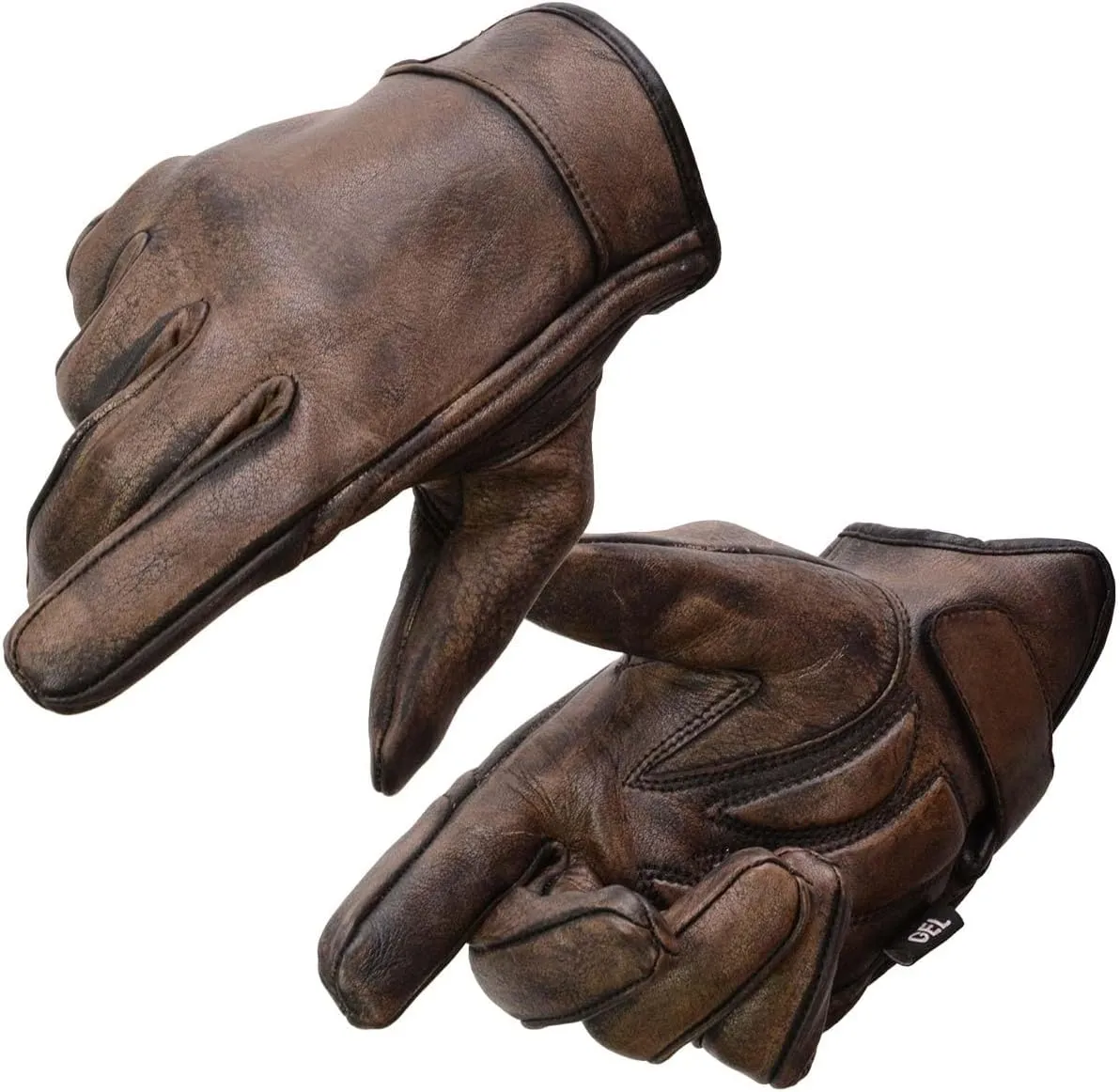 Milwaukee Leather MG7512 Men's Brown Leather Gel Padded Palm Short Wrist Motorcycle Hand Gloves W/ ‘Full Panel Cover’ - Medium