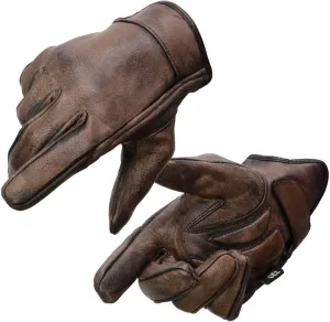 Milwaukee Leather MG7512 Men's Brown Leather Gel Padded Palm Short Wrist Motorcycle Hand Gloves W/ ‘Full Panel Cover’ - Medium
