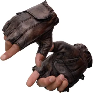 Milwaukee Leather MG7561 Men's Premium Brown Leather Gel Padded Palm Fingerless Motorcycle Hand Gloves