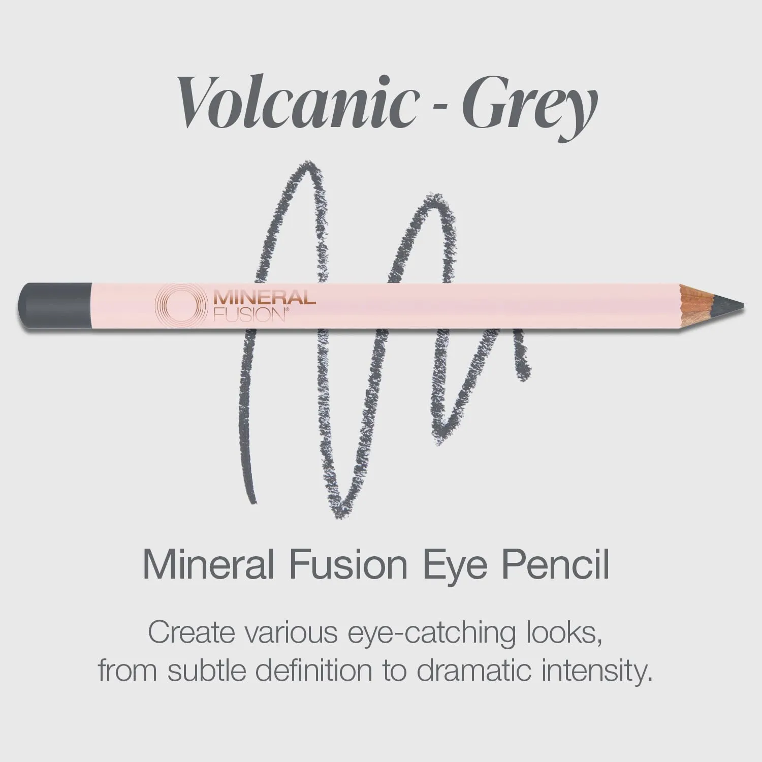Mineral Fusion Eye Pencil, Grey Eyeliner with Soothing Chamomile, Meadowfoam & Vitamin E, Velvety Smooth, Hypoallergenic Eye Makeup to Line & Define, Long-Lasting Eyeliner Pencil, Volcanic, 0.04 Oz