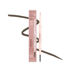 Mineral Fusion Retractable Brow Pencil, Shape & Define Eyebrow Pencil with Blending Spoolie Brush, Velvety Smooth & Natural Eye Makeup, Dark Brown, 0.003 oz