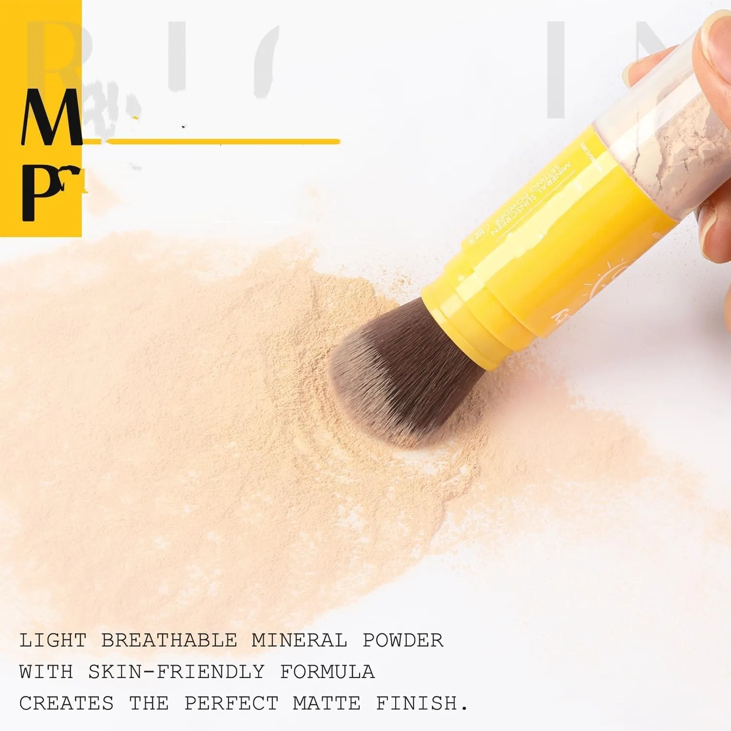 Mineral Sunscreen Setting Powder SPF 35 with Brush,Translucent Brush Sunscreen Powder,Long Lasting Lightweight Breathable,for Face, Scalp & Hair