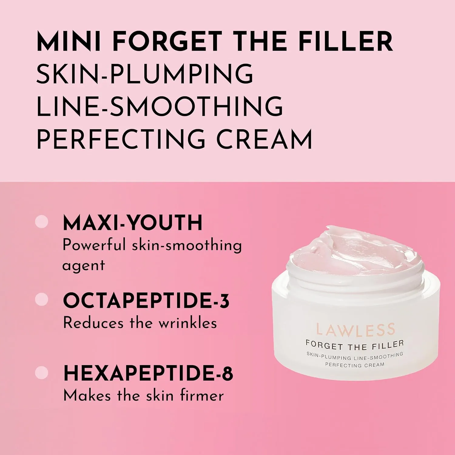 Mini Forget the Filler Skin-Plumping Line-Smoothing Perfecting Cream - Premium Non-Acne Moisturizer Designed to Prime, Plump, Smooth, and Tighten Skin for a Youthful, Hydrating Look - 0.05 oz