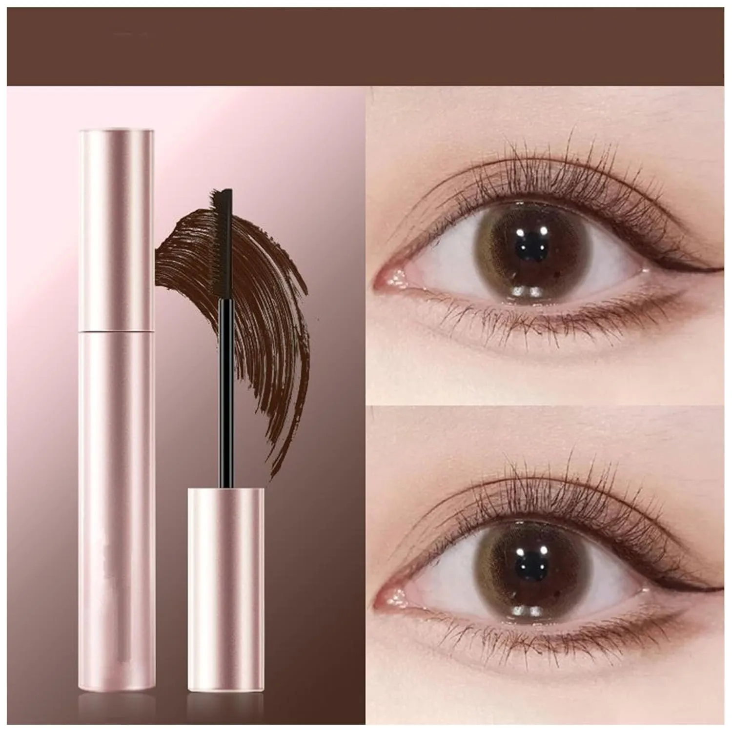 Mkry Mascara, 2025 Mascara black & brown duo for lash makeup,Waterproof & Sweatproof Long Lasting, Non Clumping (Brown, one size)