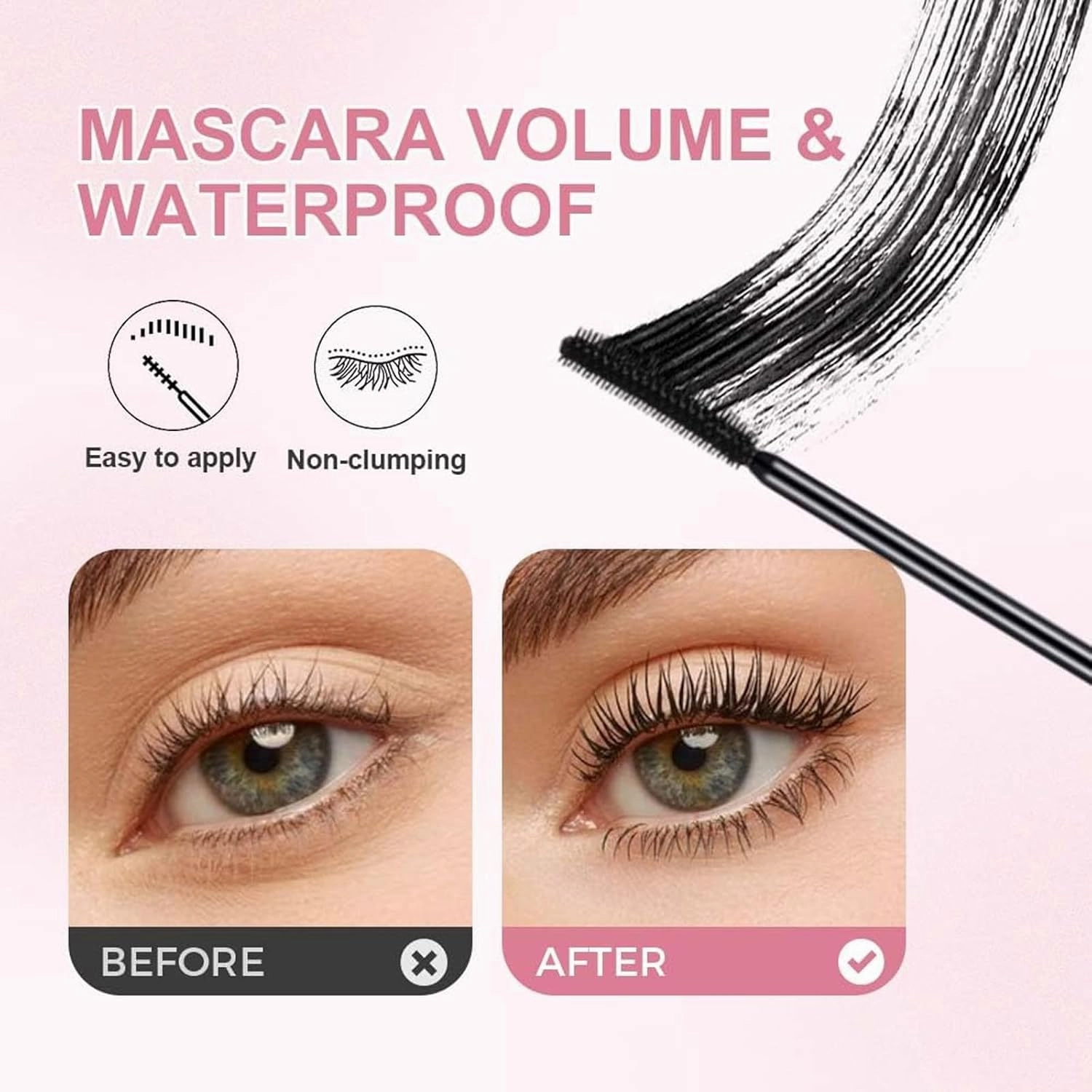 Mkry Mascara, Mascarawaterproof Tubing,Lengthening Volume Long-Lasting and Non-smudged (Black*2pcs)
