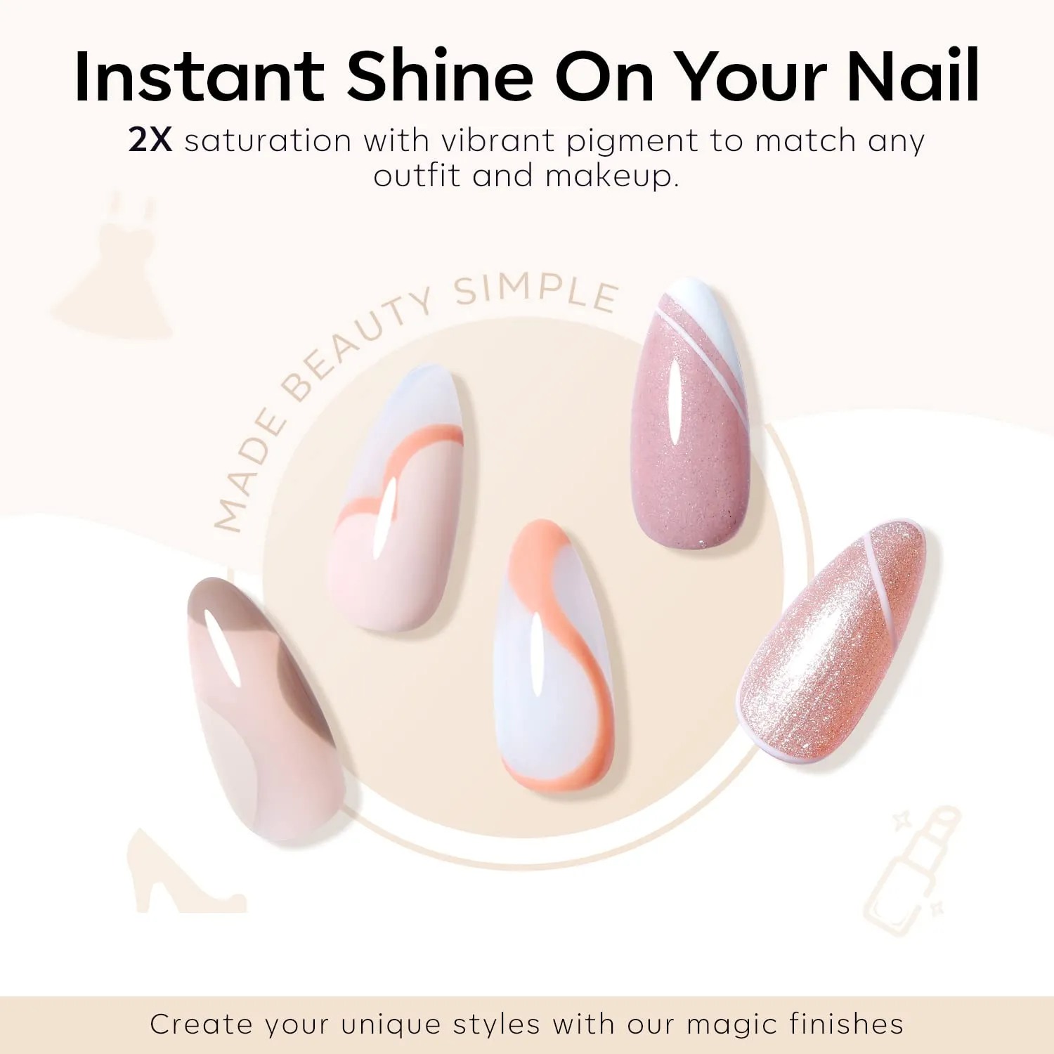 modelones Gel Nail Polish Set, 6 Colors Neutral Nude Gel Polish Skin Tone Cashmere Pink Glitter Nail Polish Bubble Bath Collection Starter Kit Soak Off All Season Soapnails Manicure DIY Salon Gift
