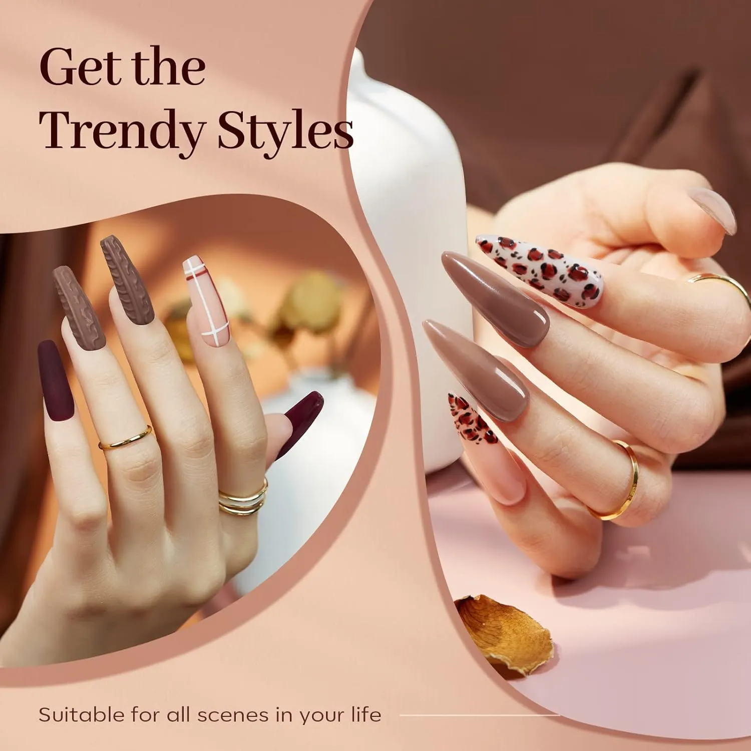 Modelones Poly Nail Gel, 6 Colors Nude Skin Tones Pink Neutral Brown Collection Poly Extension Gel Set Builder Manicure DIY Design Nail Art Home Salon Beauty Gift