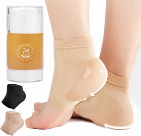 Moisturizing Socks for Cracked Heel Treatment，Heel Magic for Dry Skin or Rough Heels， with Shea Butter & Vitamin E,Lotion Silicone Toeless Socks, Comes with Heel Cream for Healthy Feet