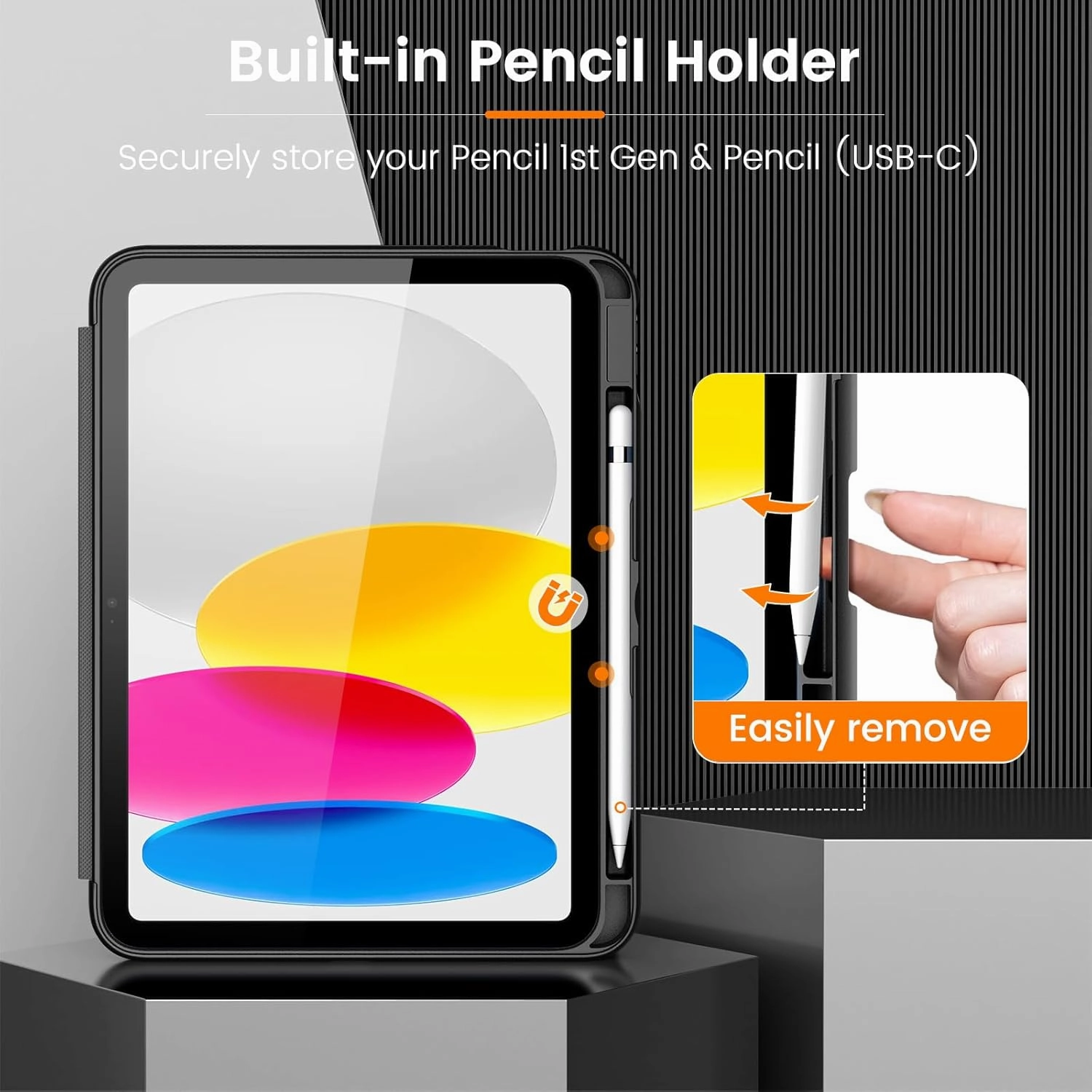 MoKo Case for iPad (A16) 11th Generation 11-inch 2025/iPad 10th Generation 10.9-inch 2022 with Pencil Holder, [10 Strong Magnetic Viewing Angle] Fully-Body Rugged Heavy Duty Protective Case, Black