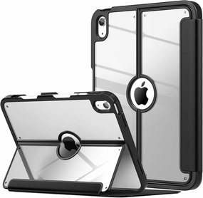 MoKo for iPad 11-inch (A16) 11th Generation Case 2025/ iPad 10th Generation Case with Pencil Holder 2022 10.9 inch, Built-in Screen Protector Clear Back, Multi Angle Viewing Stand, Black