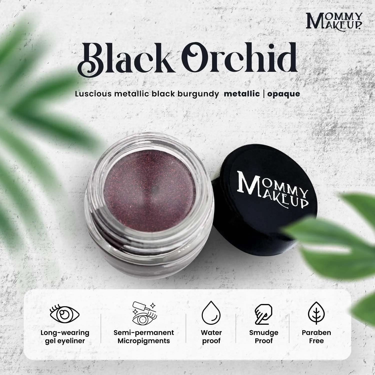 Mommy Makeup Waterproof Stay Put Gel Eyeliner Pot with Semi Permanent Micropigments - Long Lasting, Highly Pigmented Eye Liner, 0.14 oz (Black Orchid)