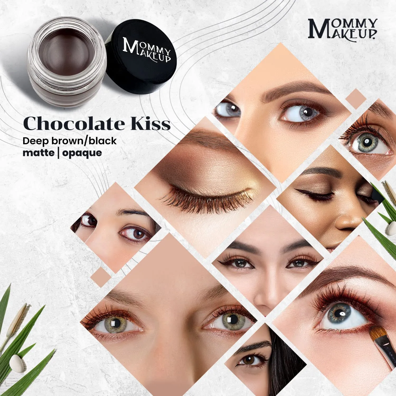 Mommy Makeup Waterproof Stay Put Gel Eyeliner Pot with Semi Permanent Micropigments - Long Lasting, Highly Pigmented Eye Liner, 0.14 oz (Chocolate Kiss)