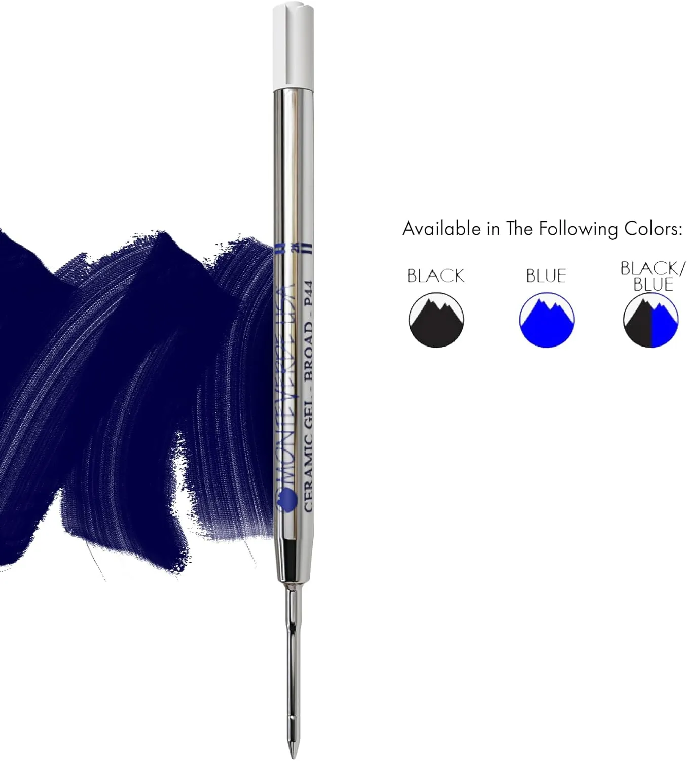 Monteverde Capless Ceramic Gel Refill to Fit Parker Ballpoint Pens, Broad Blue/Black (P443BB)