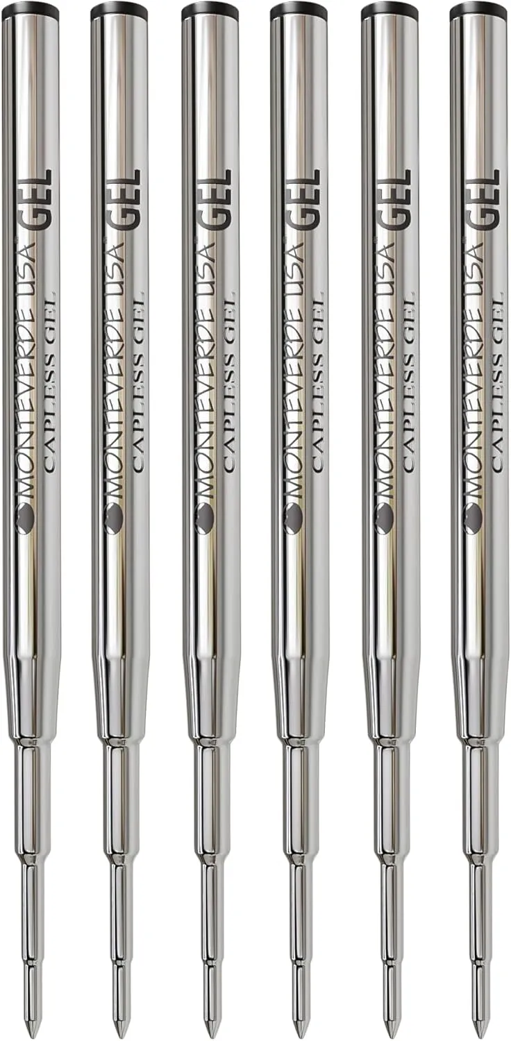 Monteverde Fine Gel Ballpoint Refill for Montblanc Gel Ballpoint Pens, 6/Pack, Black (M423BK)
