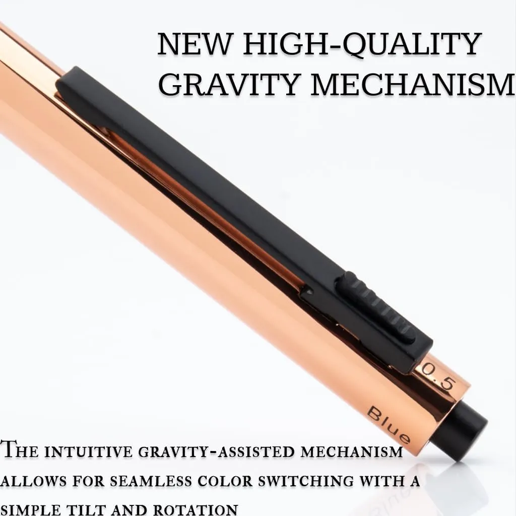 Monteverde USA Quadro 4-in-1 Multifunction Pen - Copper Finish - Multi-Color Ballpoint Refills & Pencil - Solid Brass with Knurled Grip - Portable & Refillable