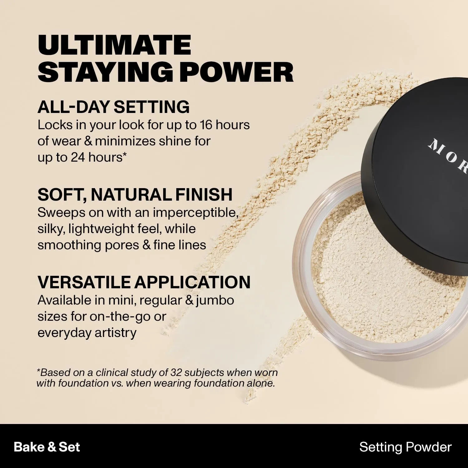 Morphe Bake & Set Setting Powder - Lightweight, Talc-Free Finishing Powder for Face Makeup with a Soft, Natural Finish - Minimizes Shine for Up to 24HR - Banana Rich (0.31 oz)