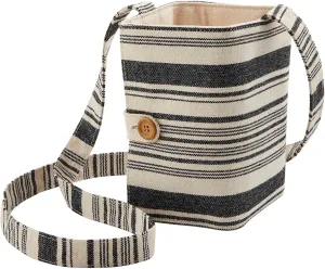 Mud Pie Stripe Travel Wine Carrier, 7" x 4 1/4", Brown