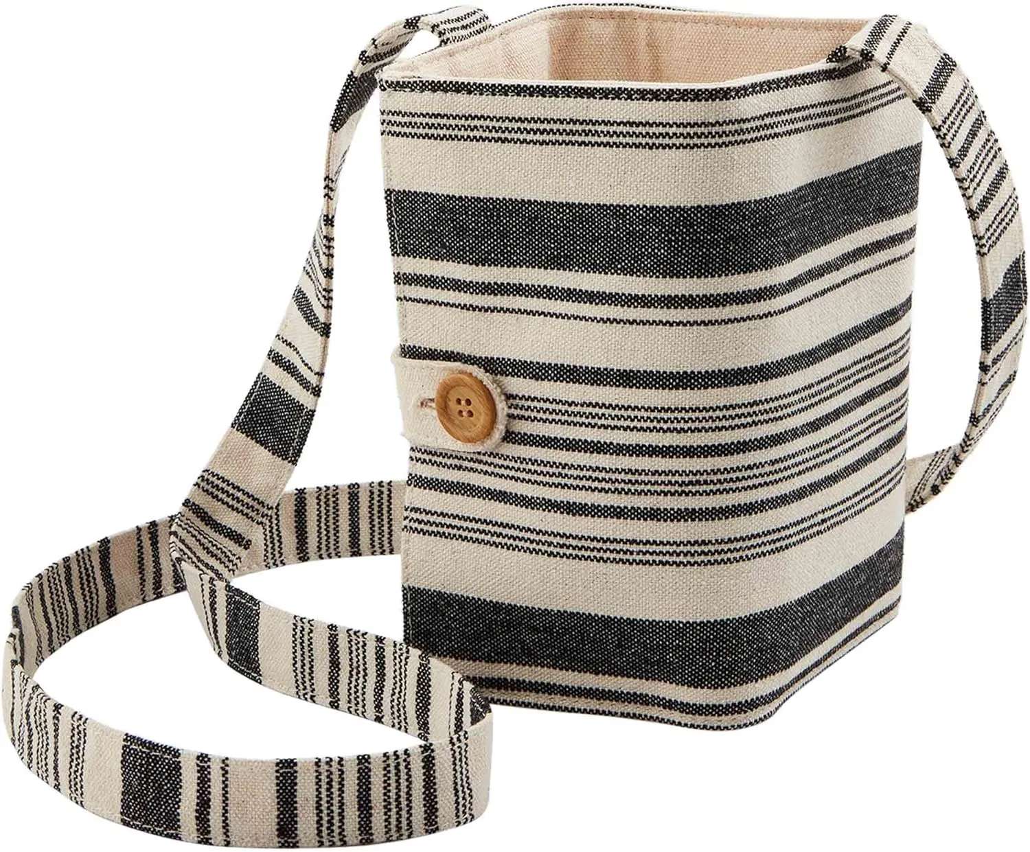 Mud Pie Stripe Travel Wine Carrier, 7" x 4 1/4", Brown