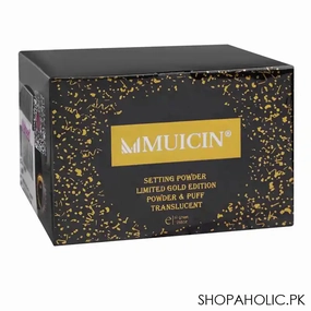 Muicin Setting Powder, Limited Gold Edition Powder & Puff, Translucent Black, DM-207-1, 30g