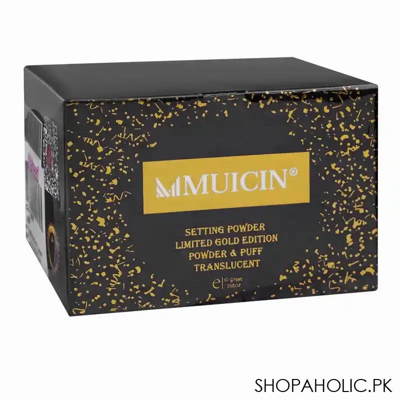 Muicin Setting Powder, Limited Gold Edition Powder & Puff, Translucent Black, DM-207-1, 30g