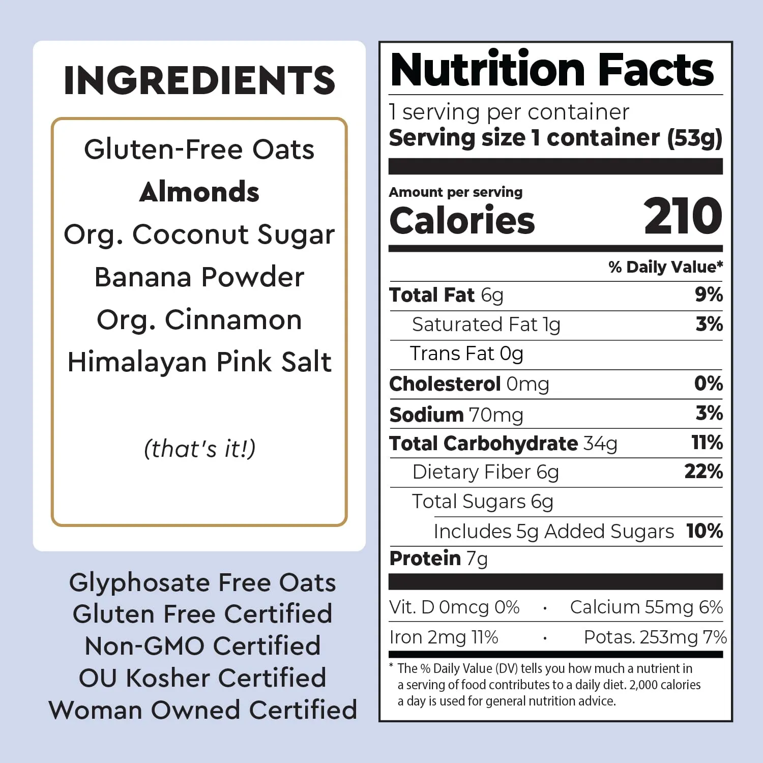 Mylk Labs Banana Nut Protein Oatmeal Cups, Whole Grain, Low Sugar, High Fiber Breakfast with Superfoods, Quick & Easy, On the Go, Instant Oatmeal, Rolled Oats, Gluten Free, Vegan, Nut Free, 6 Pack