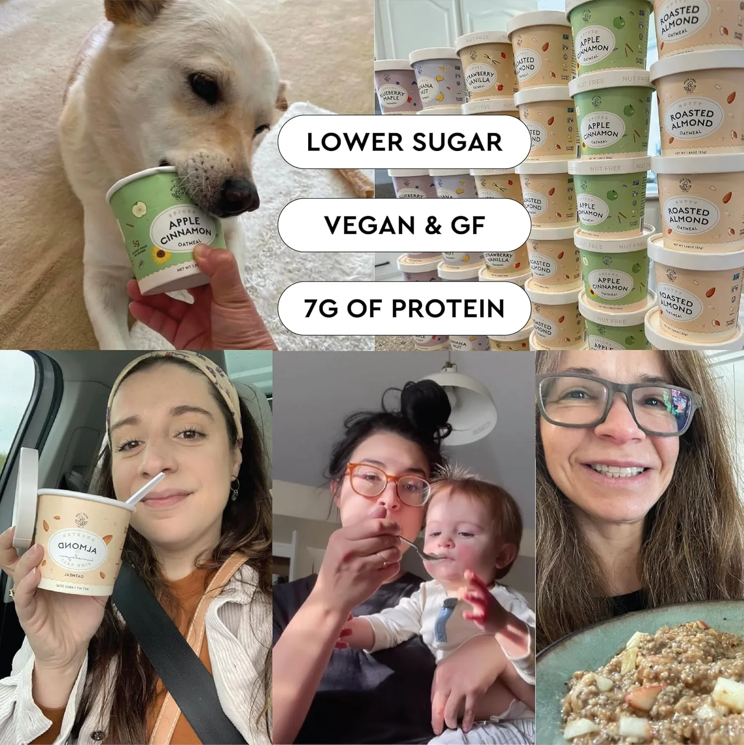 Mylk Labs Banana Nut Protein Oatmeal Cups, Whole Grain, Low Sugar, High Fiber Breakfast with Superfoods, Quick & Easy, On the Go, Instant Oatmeal, Rolled Oats, Gluten Free, Vegan, Nut Free, 6 Pack