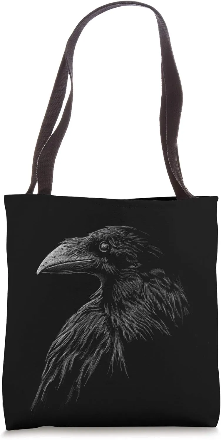 Mystical black raven illustration crow artwork Tote Bag