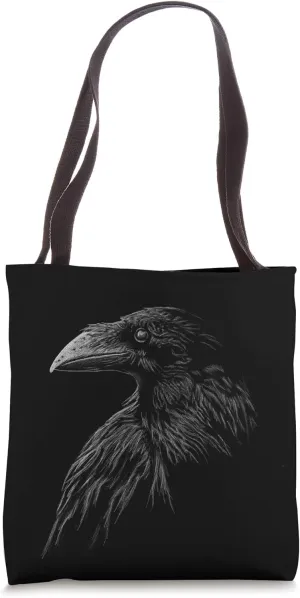 Mystical black raven illustration crow artwork Tote Bag