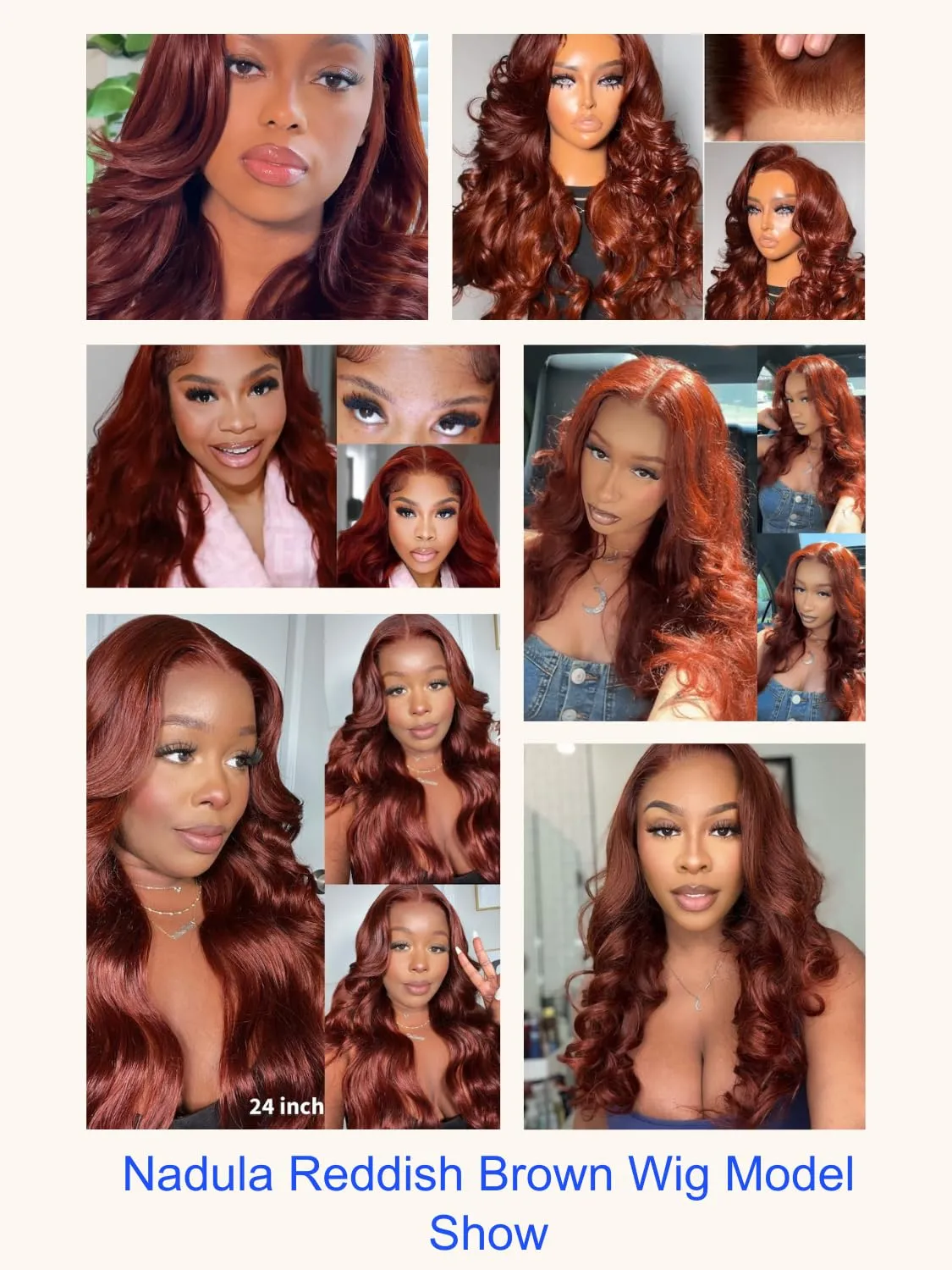 Nadula Bye Bye Knots Glueless Reddish Brown Body Wave Wig 7x5 Pre Cut Lace Front Wigs Human Hair Pre Plucked Pre Bleached Ready to Wear Pre Everything Glueless Wig 150% Density 16inch