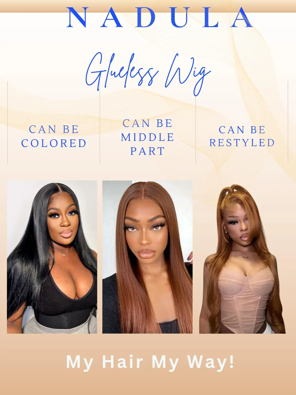 Nadula SHERIKA's Same Glossy Chestnut Straight Lace Frontal Wig Bye Bye Knots Glueless Pre-Everything Wig Human Hair 20 inch Pre-Cut 13x4 Lace Front Colored Wig with Invisible Knots