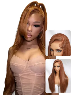 Nadula SHERIKA's Same Glossy Chestnut Straight Lace Frontal Wig Bye Bye Knots Glueless Pre-Everything Wig Human Hair 20 inch Pre-Cut 13x4 Lace Front Colored Wig with Invisible Knots