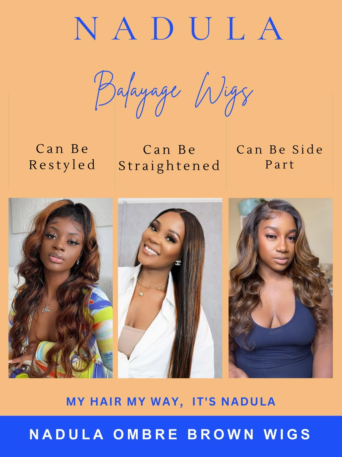 Nadula Bye Bye Knots Balayage Brown Pre Everything Wig Body Wave Glueless 13x4 Lace Front Human Hair Wig Pre Plucked Pre Bleached Highlight Brown Wig with Invisible Knots 150% Density 24inch