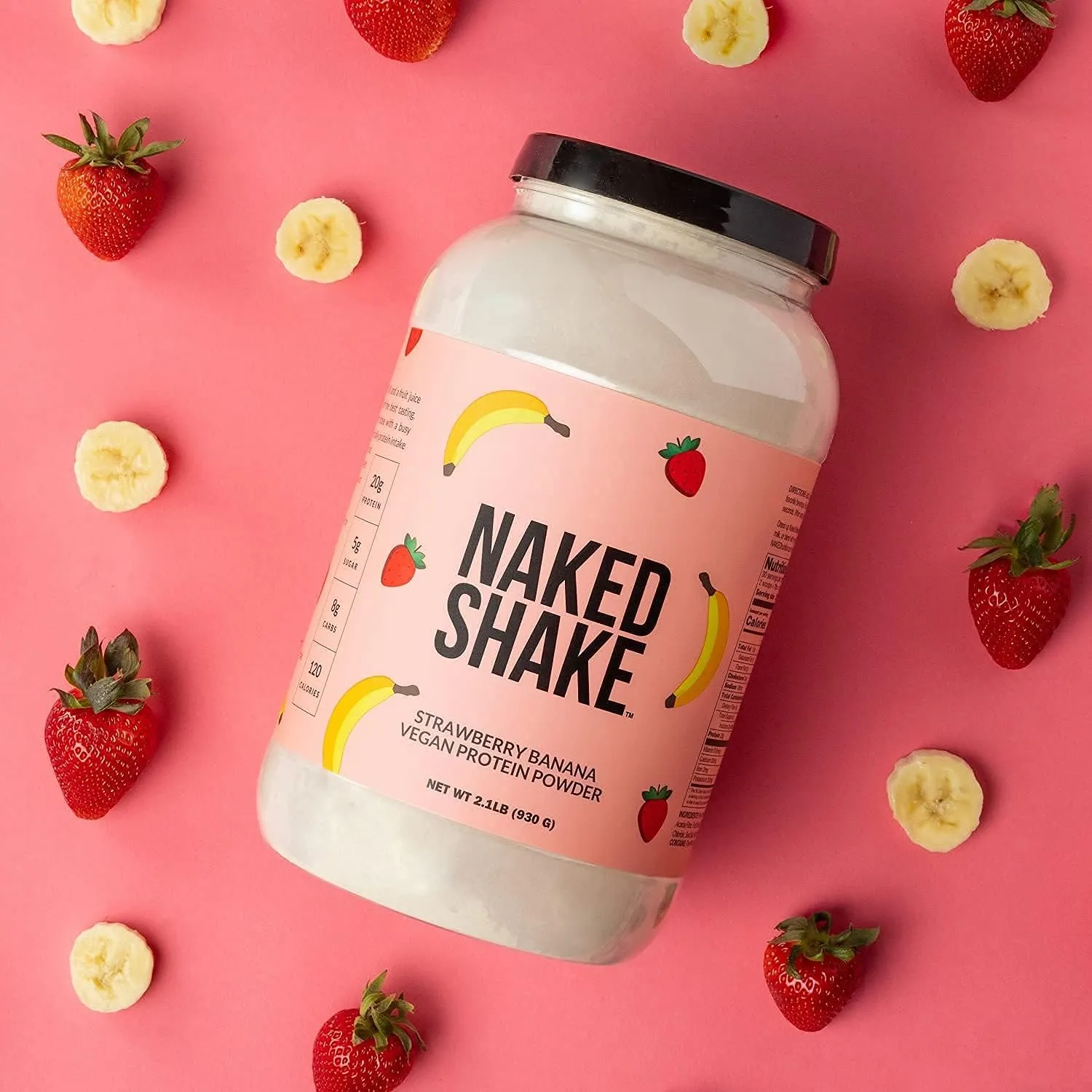 Naked Shake - Vegan Protein Powder, Strawberry Banana - Flavored Plant Based Protein With Mct Oil, Gluten-Free, Soy-Free, No Gmos Or Artificial Sweeteners - 30 Servings