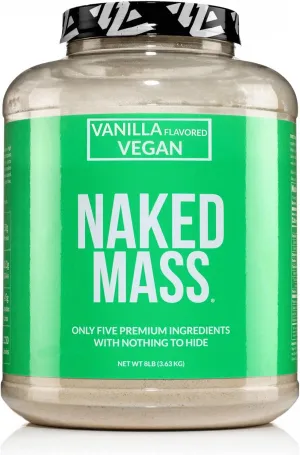 NAKED Vegan Mass - Vanilla Vegan Weight Gainer - 1,230 Calories, Non-GMO, Soy & Gluten Free, No Artificial Ingredients - 8LB Bulk - 11 Servings