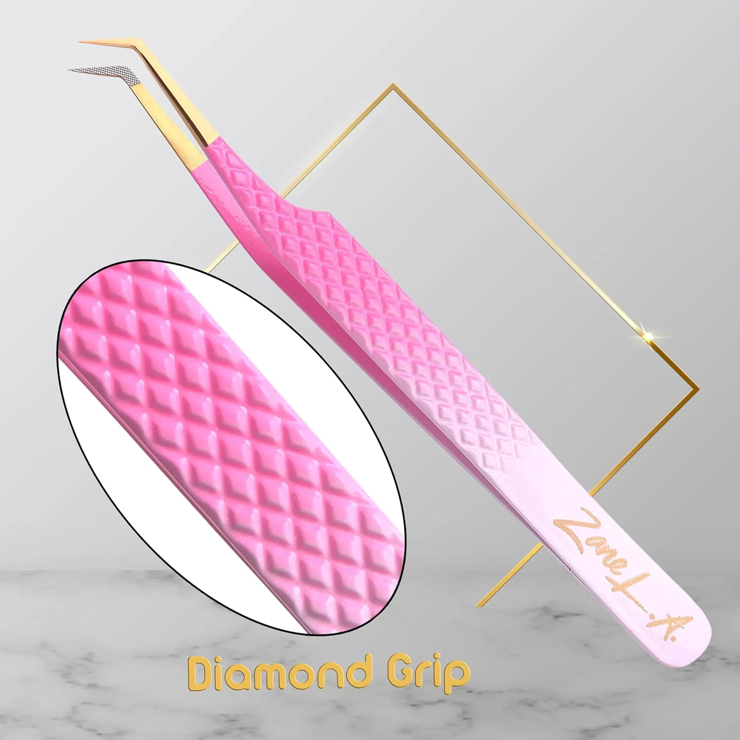 Nano Fiber Tip Professional Eyelash Extension Tweezers, a pack of 4, Quality tweezers made with Japanese Stainless Steel, FREE Eyelash Separator. (Pink and White)