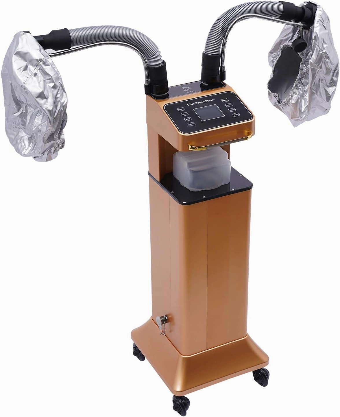 Nano Hair Steamer Machine, 110V 650W Multifunctional Steamer for Hair, Vertical Nano Hair Steamer Beauty Salon with Wheels, Hair Color Processor for Hair Care Hair Repair (US Stock-Gold)