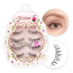Natural False Eyelashes Combo - Professional Light Volume & Round Eye Lashes for Office Daily Wear, Ultra Thin Clear Band Soft Lashes Set, 8 Pairs(E3 E6)