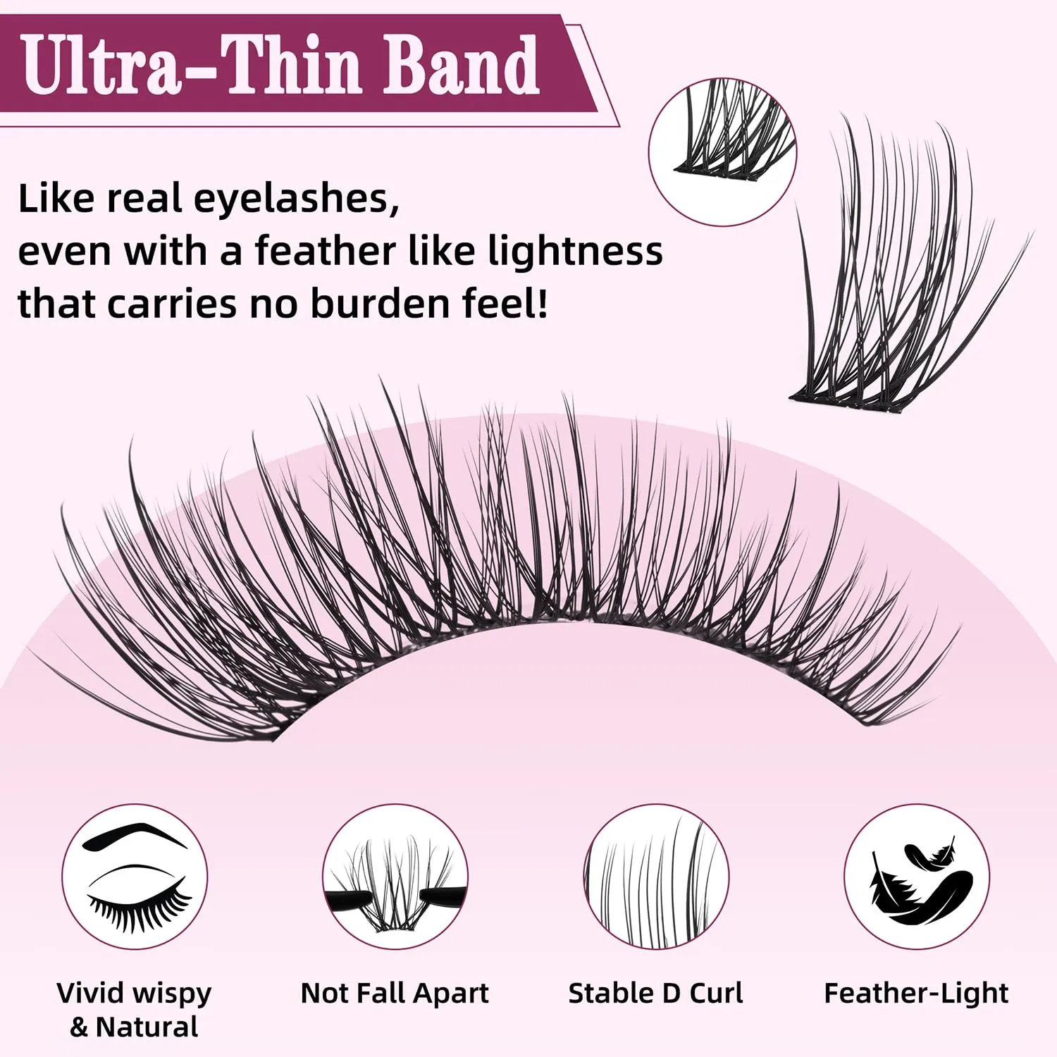 Natural Lash Clusters 10-18mm Mix D Curl Eye Lashes Wispy Lash Clusters False Eyelash Clusters DIY Eyelash Extensions Individual Cluster Lashes (U14 Lashes Only)