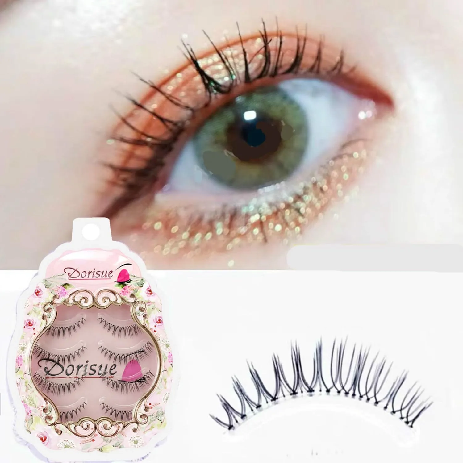 Natural Volume False Eyelashes - Ultra Light Clear Band Lashes for Office Daily Wear, 4-10mm, 4 Pairs (E3)