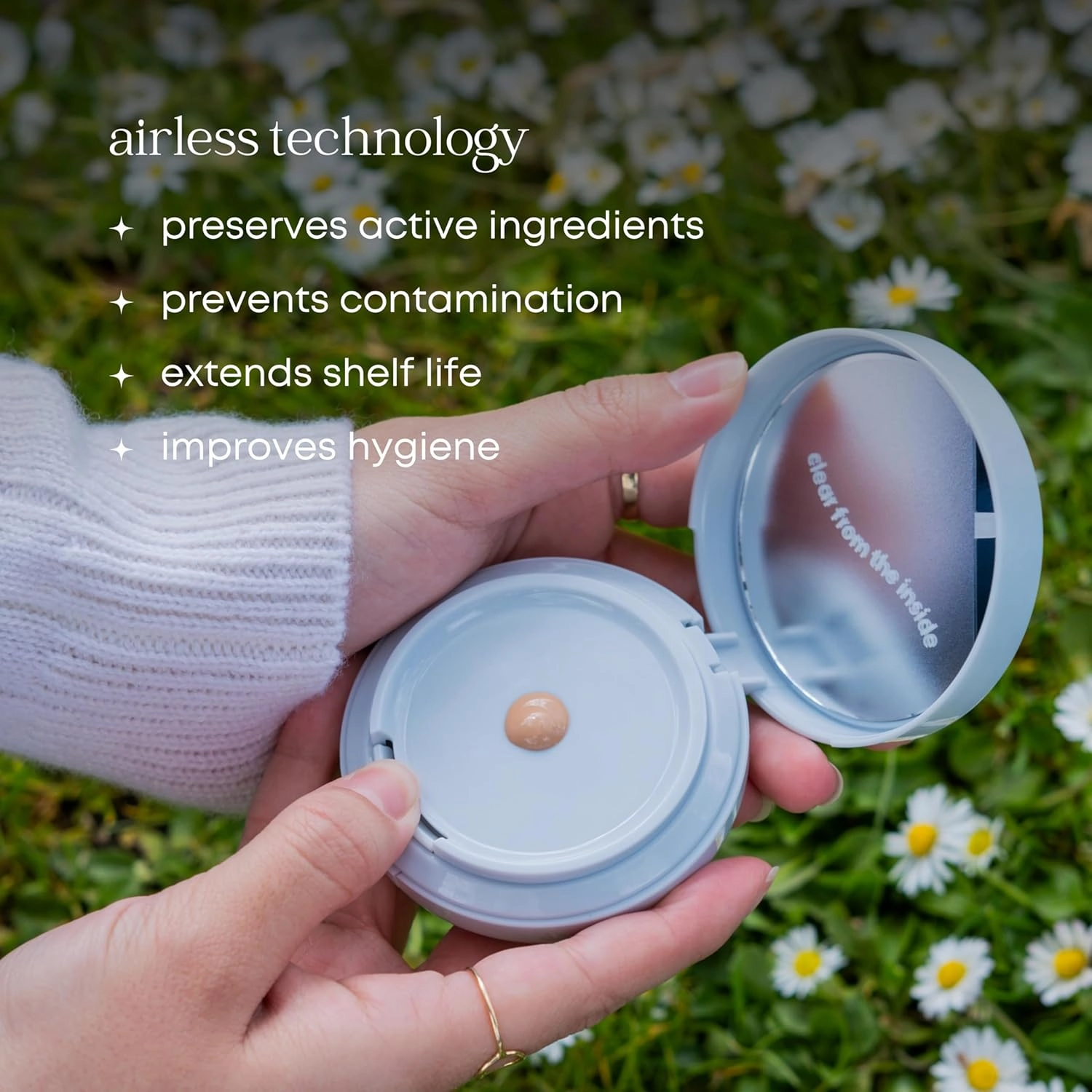 Natural Glow Foundation - Light to Medium Coverage Cushion Foundation with Hyaluronic Acid & Tea Tree Extract - Vegan & Cruelty-Free Cream - K Beauty - 15g/0.52oz - Praline