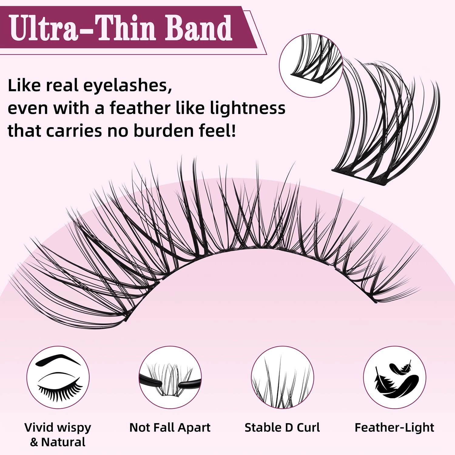 Natural Lash Clusters Kit 10-18mm Mix D Curl DIY Extension Eye Natural Lashes False Wispy EyeLash Cluster with Bond & Seal, Glue Remover, Tweezers(U26)