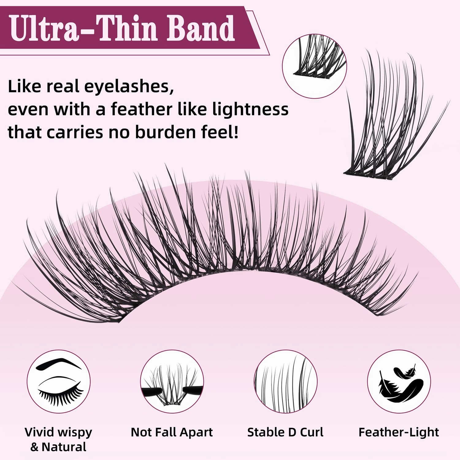 Natural Wispy Lash Clusters Kit 10-18mm Mix D Curl DIY Extension Eye Lashes False Wispy EyeLash Cluster with Bond & Seal, Glue Remover, Tweezers(U14)