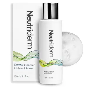 NEUTRIDERM Detox Exfoliating Cleanser - Glycolic Acid Face Wash for Acne, Oily, Combination Skin - Hydrating, Deep Cleansing, Pore-Refining & Waterproof Makeup Remover, 120ml / 4.1 fl oz