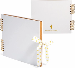 Never Ever Land Scrapbook Album – 12x10 White Scrap Book. Scrapbooking Supplies, Memory Book, Wedding Guest Book, Photo Album, Baby Shower Gifts, Valentines, Engagement Gifts