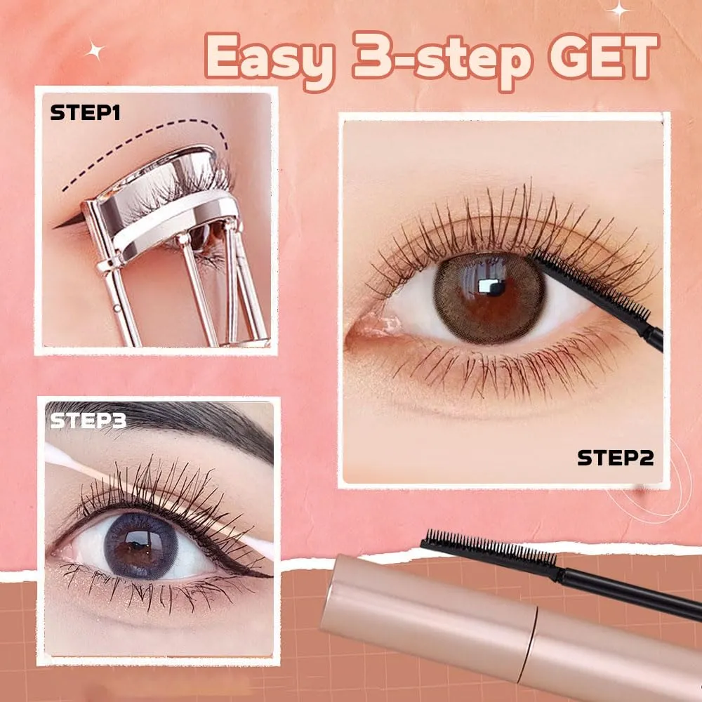 New Lengthening and Curling Mascara, Tubing Mascara Black & Brown for Lash Makeup, with Eyelash Curler Lengthening and Curling, Smudge Proof Long Lasting and Waterproof, Non Clumping (Black)