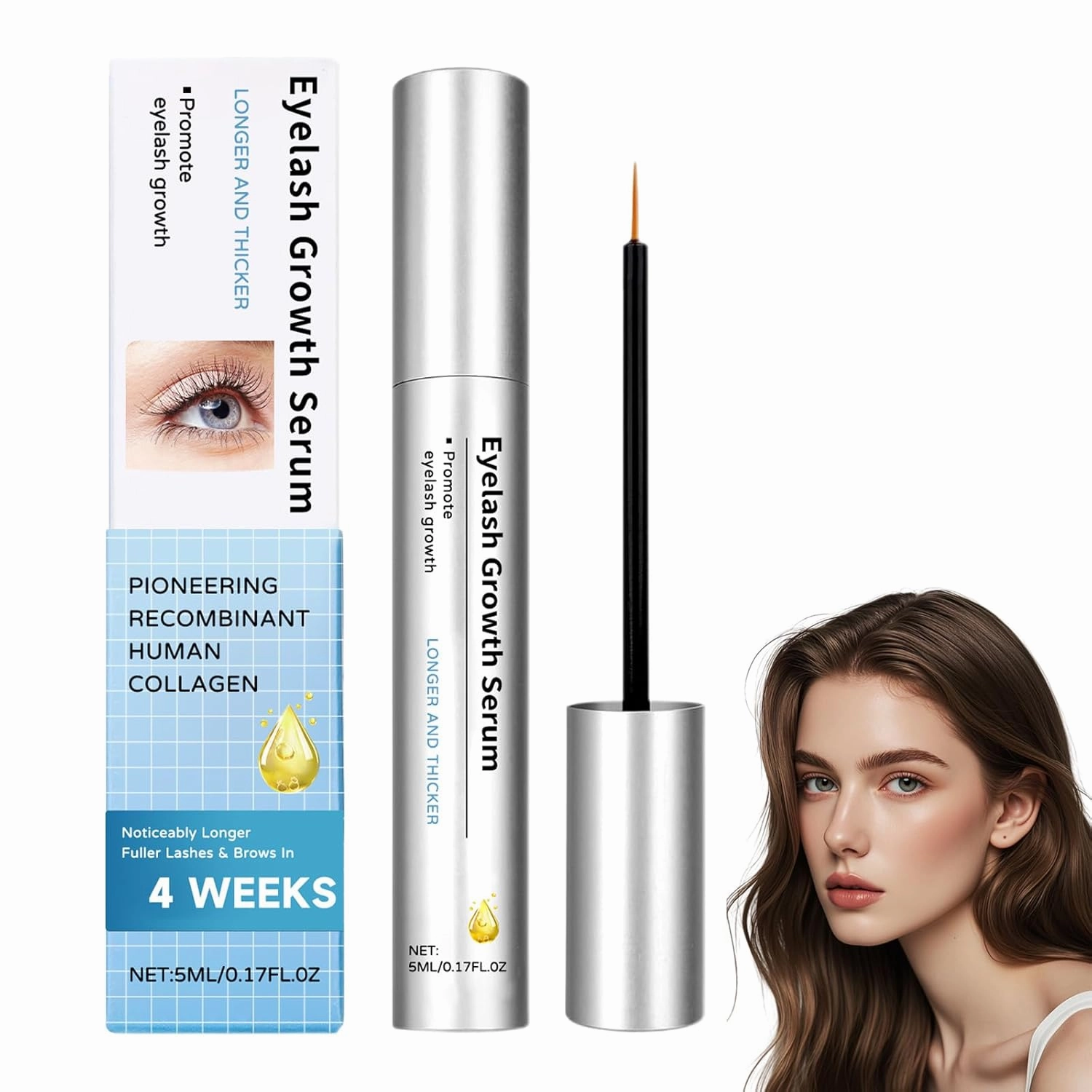 New Eyelash Growth Serum, Advanced Lash Serum for Eyelash Growth, Eyebrow Growth serum for Women, With Advanced Formula to Boost Longer Fuller and Thicker Looking Lashes for Sensitive Eyes (1 Bottle)